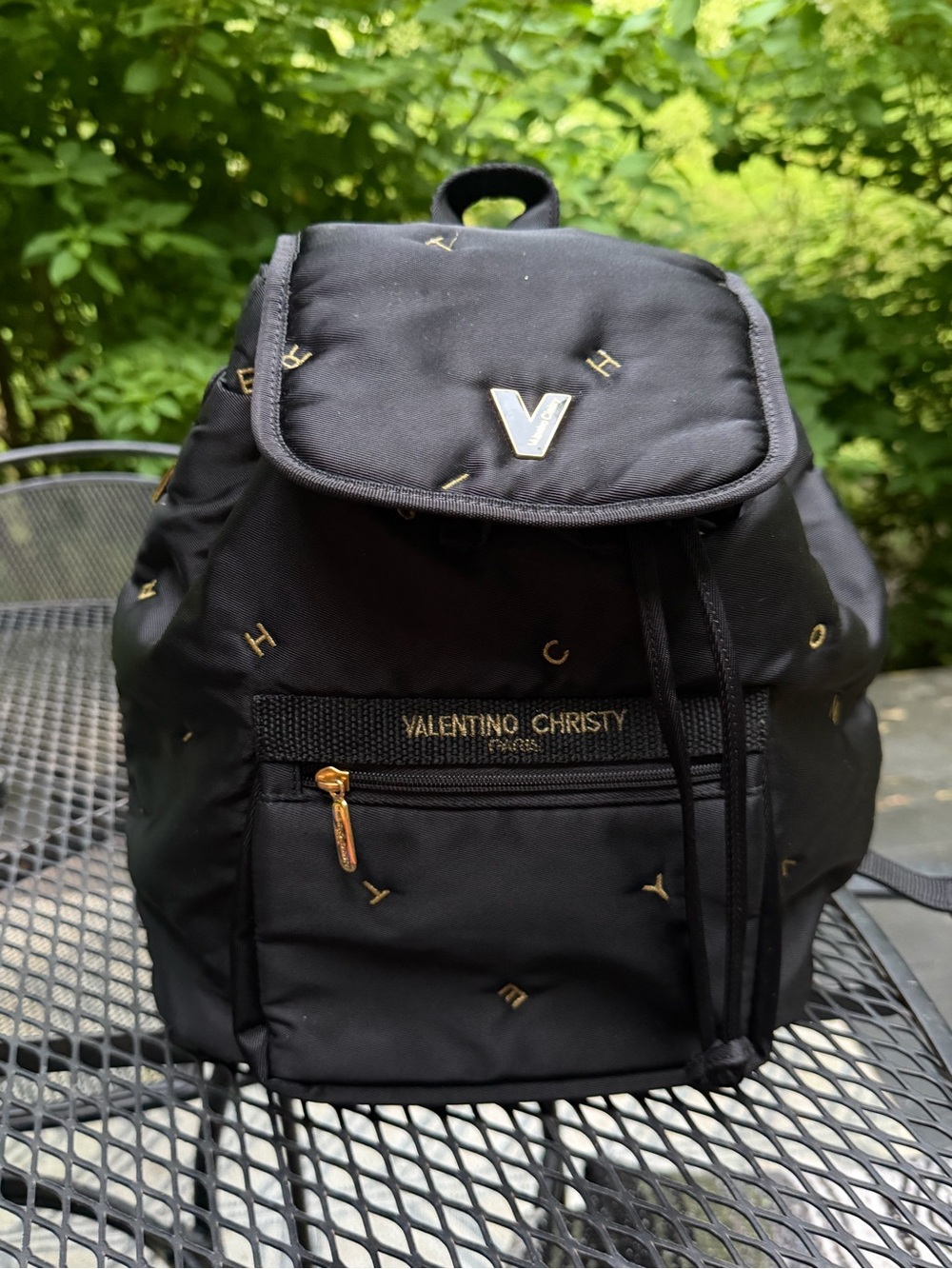 Valentino Christy Black Backpack with Gold Logo Detail